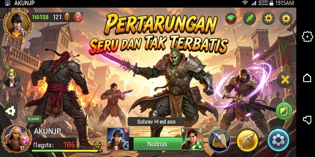 Screenshot menunjukkan pertarungan seru di arena AKUNJP.