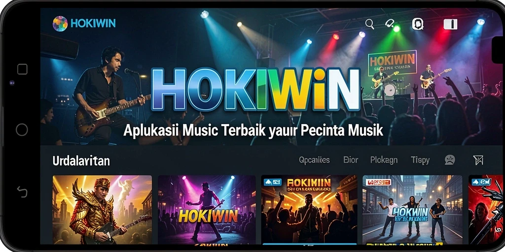Tampilan antarmuka HOKIWIN saat memainkan musik dengan fitur interaktif.