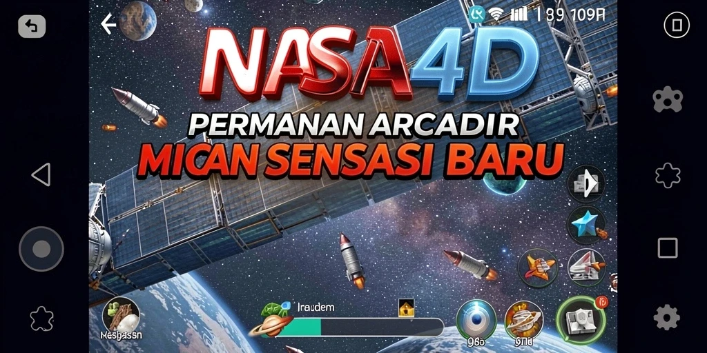 Screenshot permainan NASA4D menampilkan aksi seru di luar angkasa.