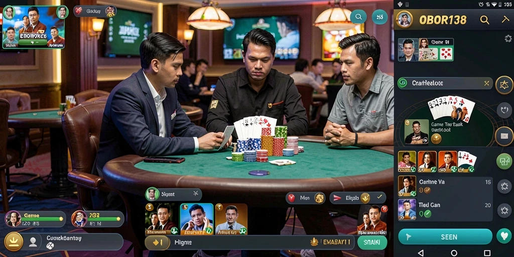 Screenshot OBOR138 menampilkan gameplay Poker yang menegangkan dan interaktif.