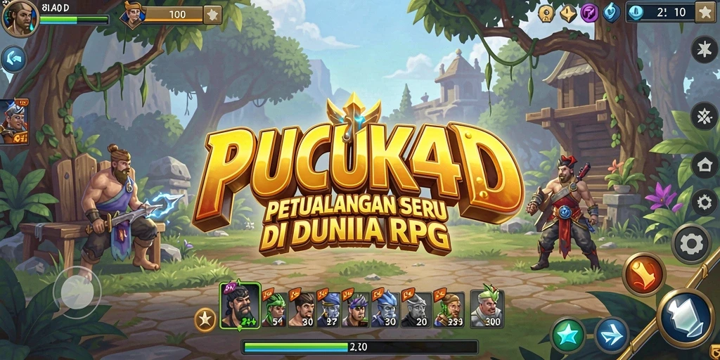 Screenshot menampilkan karakter dalam pertempuran epik di dunia RPG.