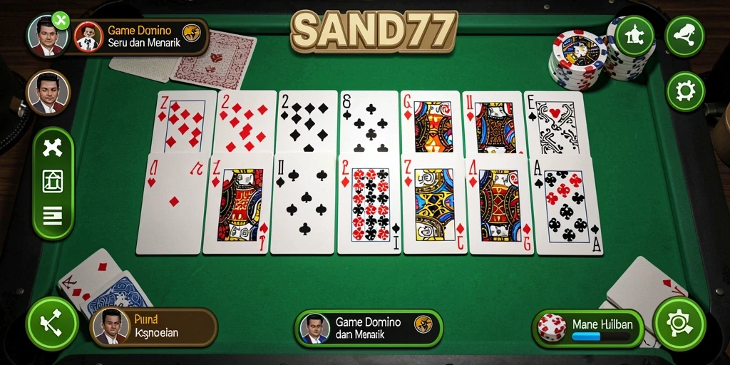Tampilan gameplay SAND77 yang seru dan menegangkan dalam permainan Domino.