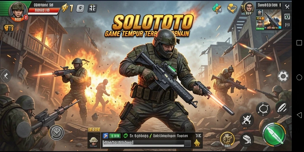 Tampilan gameplay menegangkan dalam SOLOTOTO dengan aksi yang intens.