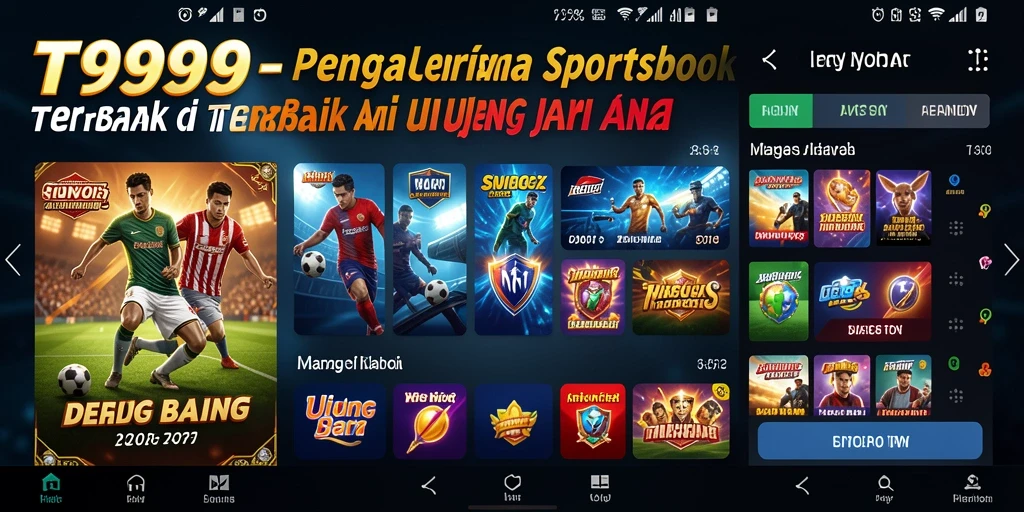 Screenshot utama T9999 menampilkan antarmuka menarik untuk taruhan olahraga.