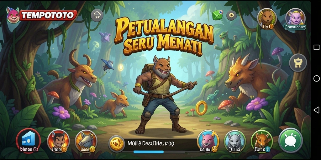 Screenshot TEMPOTOTO menampilkan karakter utama dalam aksi petualangan yang mendebarkan.