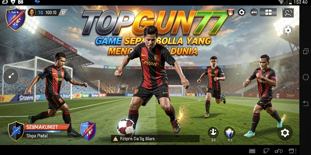 Tampilan gameplay menarik dari permainan sepak bola yang seru.
